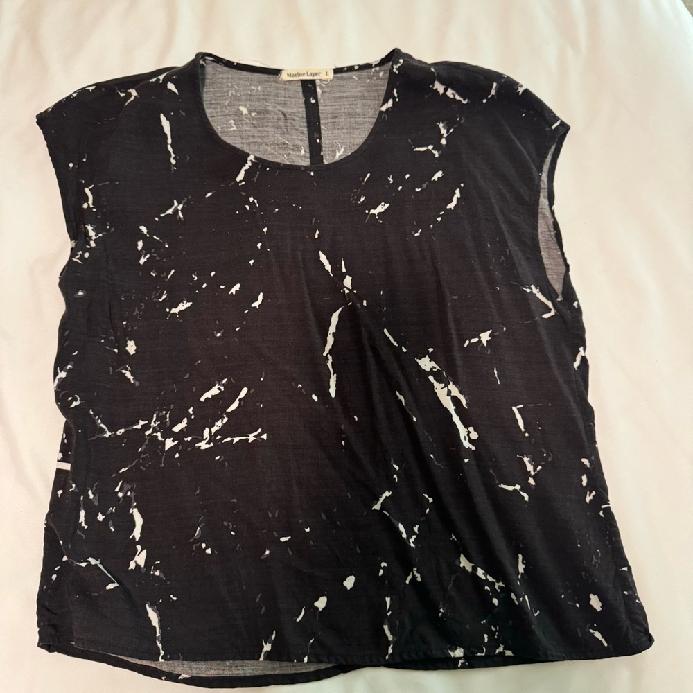 RARE: Marine Layer Women's black paint splattered top, size large